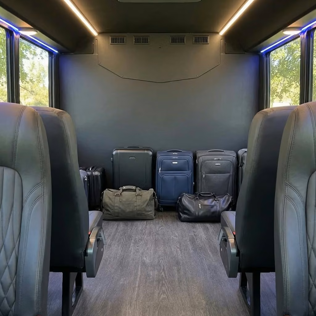 san dimas 20 passenger minibus luggage area