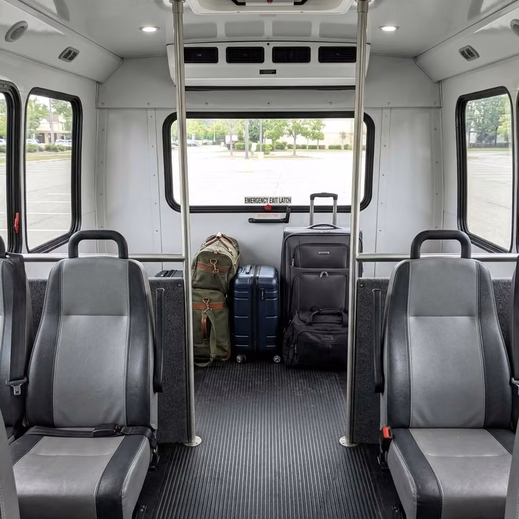 san dimas 35 passenger minibus luggage area