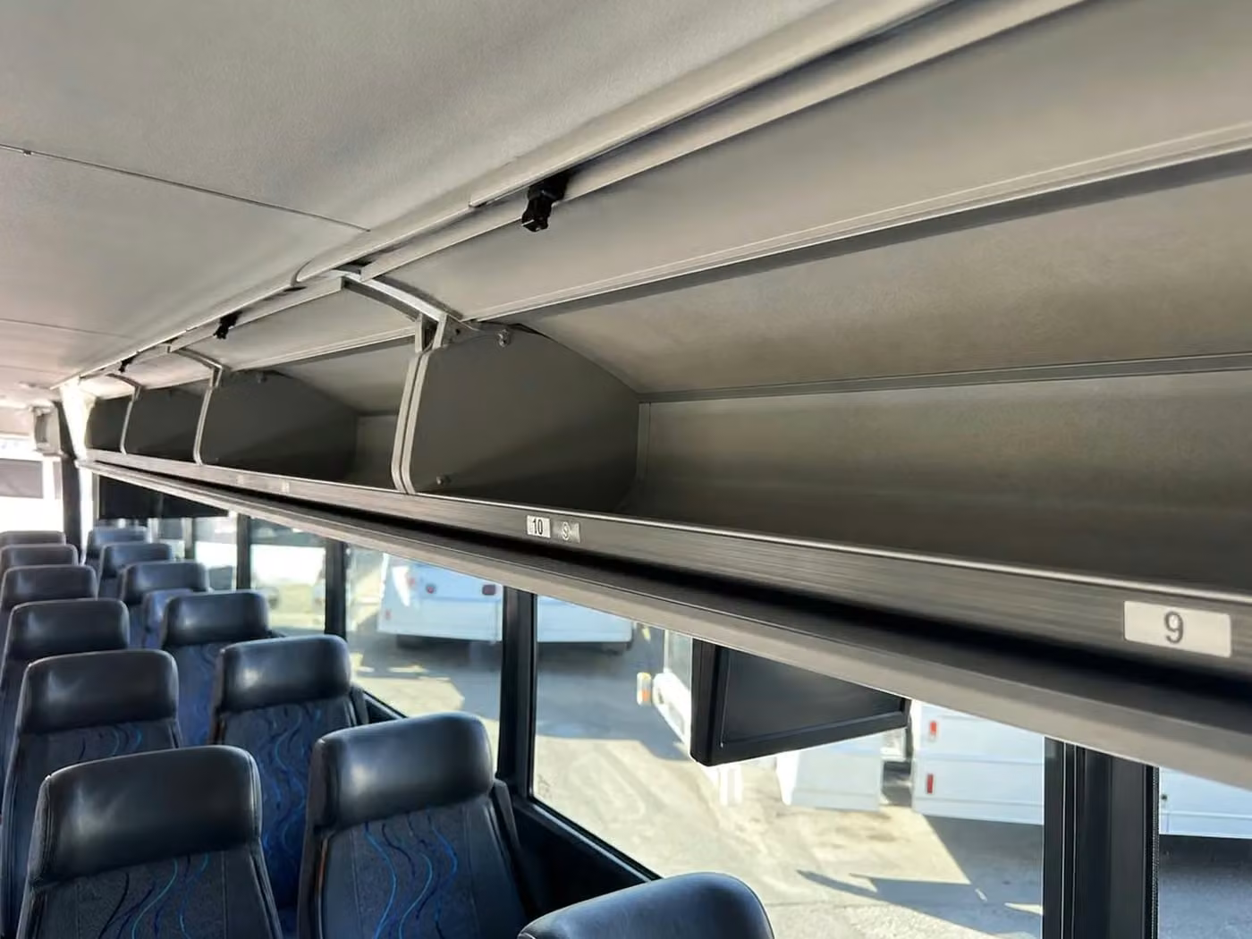 san dimas 56 passenger charter bus overhead storage