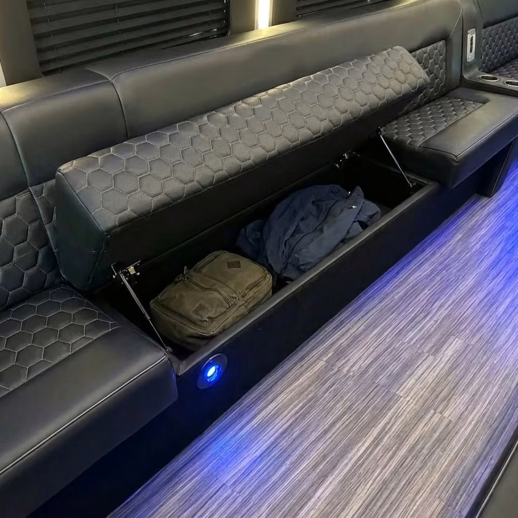 san dimas party bus under seat storage
